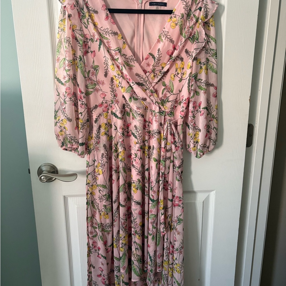 Tommy Hilfiger Pink Floral Long Sleeve Dress